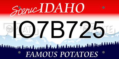 IO7B725 Idaho License Plate