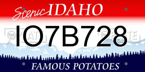 IO7B728 Idaho License Plate