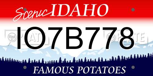 IO7B778 Idaho License Plate
