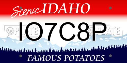 IO7C8P Idaho License Plate