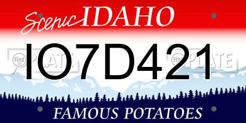 IO7D421 Idaho License Plate