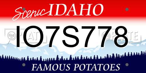 IO7S778 Idaho License Plate