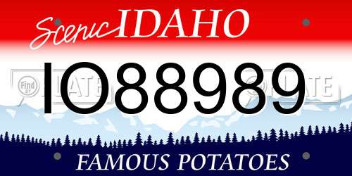 IO88989 Idaho License Plate