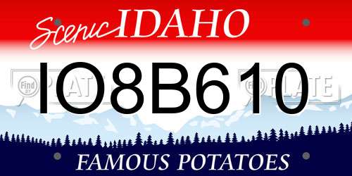 IO8B610 Idaho License Plate