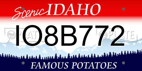 IO8B772 Idaho License Plate