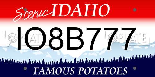 IO8B777 Idaho License Plate