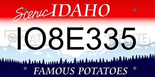 IO8E335 Idaho License Plate