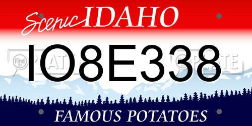 IO8E338 Idaho License Plate