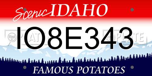IO8E343 Idaho License Plate