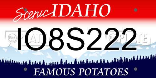 IO8S222 Idaho License Plate