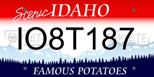 IO8T187 Idaho License Plate