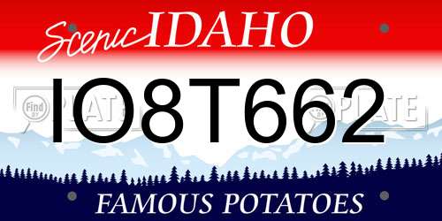 IO8T662 Idaho License Plate