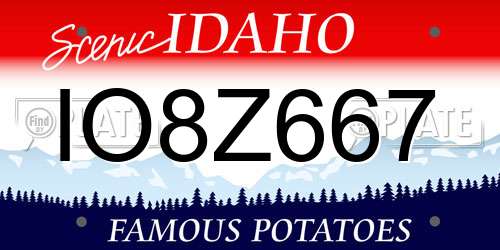 IO8Z667 Idaho License Plate