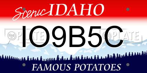 IO9B5C Idaho License Plate