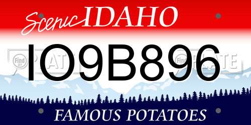 IO9B896 Idaho License Plate