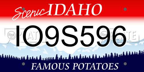 IO9S596 Idaho License Plate