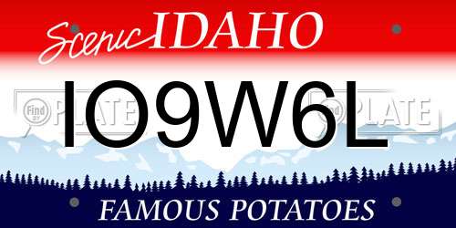 IO9W6L Idaho License Plate