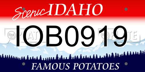 IOB0919 Idaho License Plate
