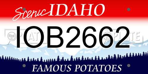 IOB2662 Idaho License Plate
