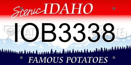 IOB3338 Idaho License Plate