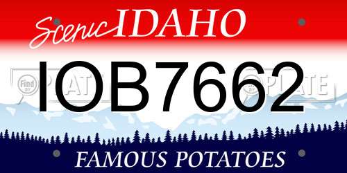 IOB7662 Idaho License Plate