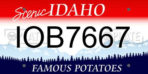 IOB7667 Idaho License Plate
