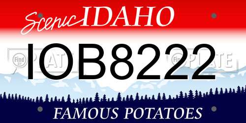 IOB8222 Idaho License Plate