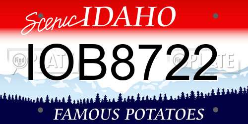 IOB8722 Idaho License Plate