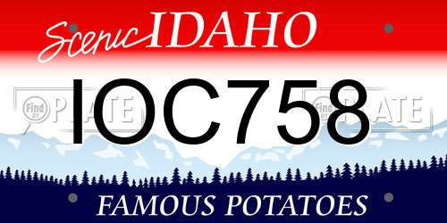 IOC758 Idaho License Plate