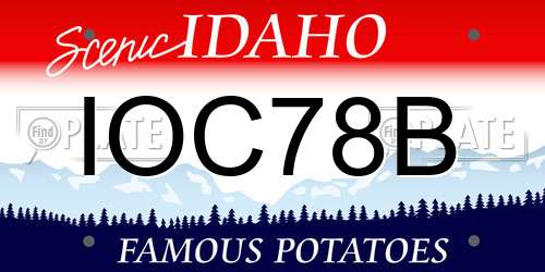 IOC78B Idaho License Plate