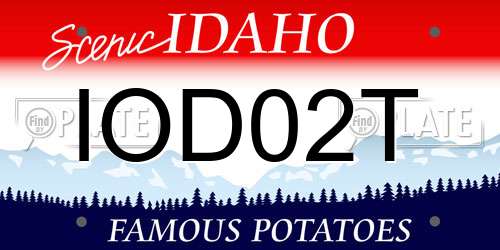 IOD02T Idaho License Plate
