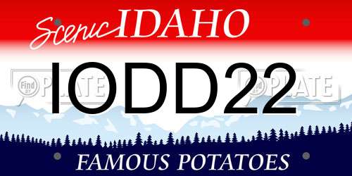 IODD22 Idaho License Plate