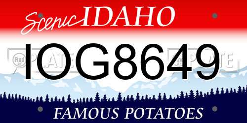 IOG8649 Idaho License Plate