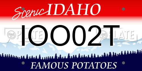 IOO02T Idaho License Plate