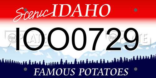 IOO0729 Idaho License Plate