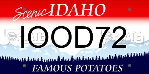 IOOD72 Idaho License Plate