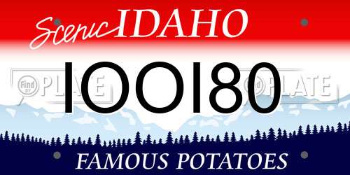 IOOI80 Idaho License Plate