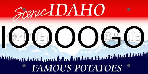 IOOOOGO Idaho License Plate
