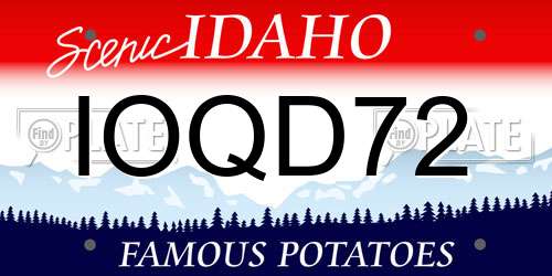 IOQD72 Idaho License Plate