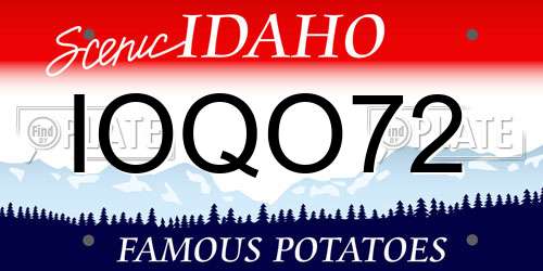 IOQO72 Idaho License Plate