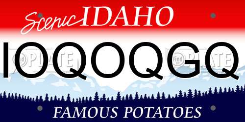 IOQOQGQ Idaho License Plate