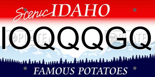 IOQQQGQ Idaho License Plate