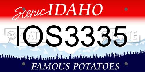 IOS3335 Idaho License Plate