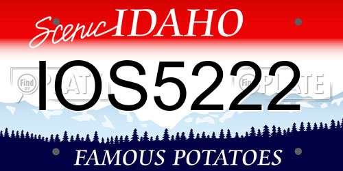 IOS5222 Idaho License Plate