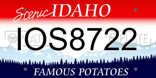 IOS8722 Idaho License Plate