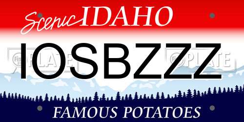 IOSBZZZ Idaho License Plate