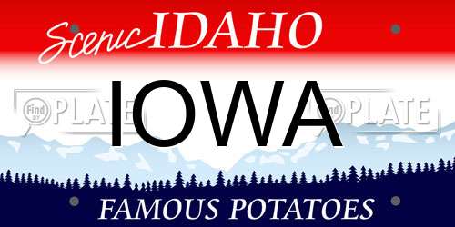 IOWA Idaho License Plate