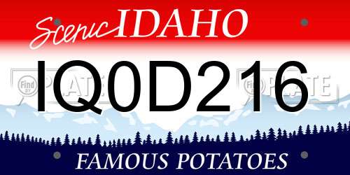 IQ0D216 Idaho License Plate