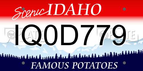 IQ0D779 Idaho License Plate
