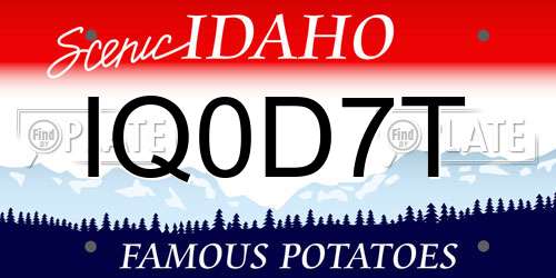IQ0D7T Idaho License Plate